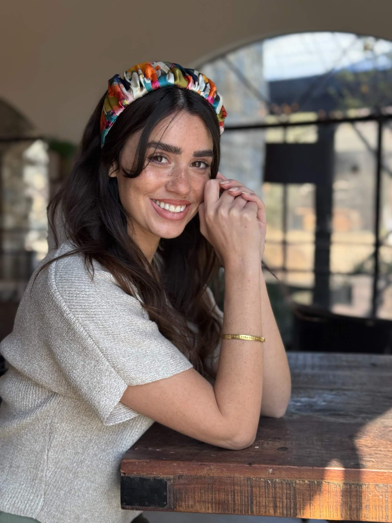 קשת לשיער שיפון צבעוני מקושקש