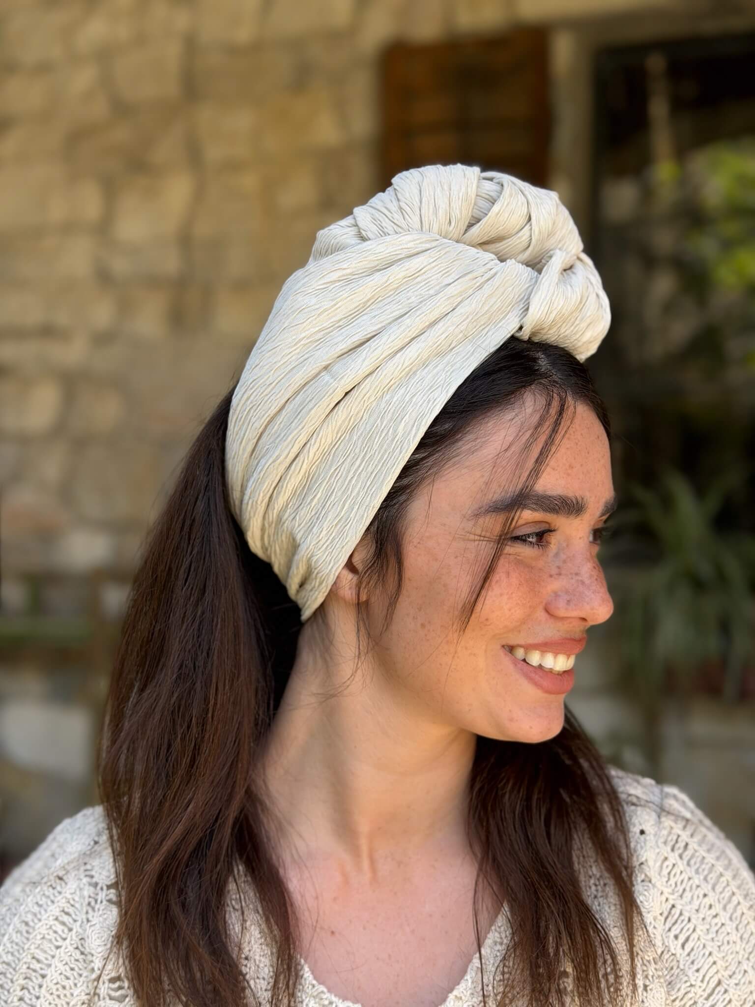 סרט קשירה לשיער מיני פליסה בז חלב