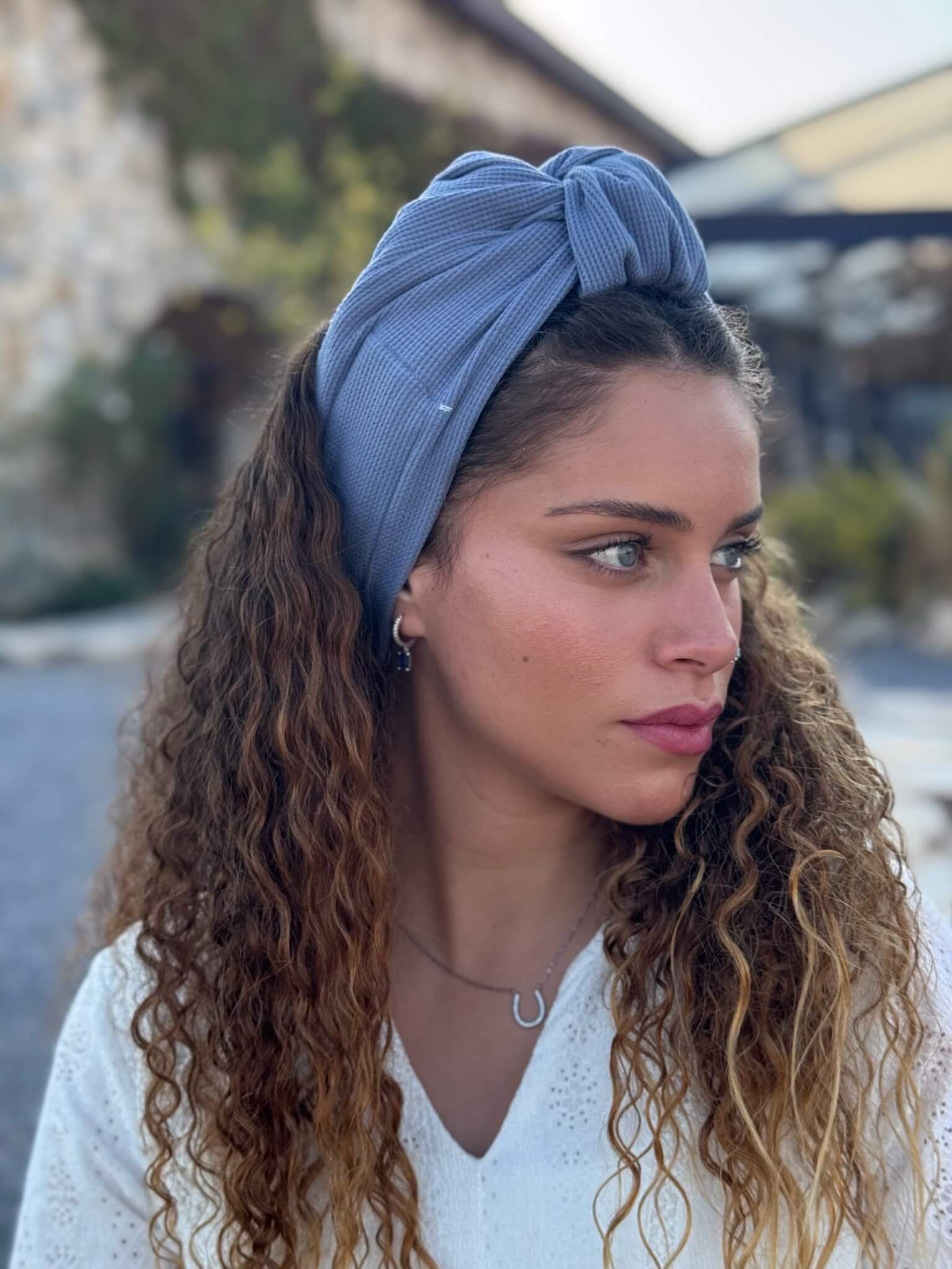 סרט קשירה לשיער כחול מעושן פיקה מהמם