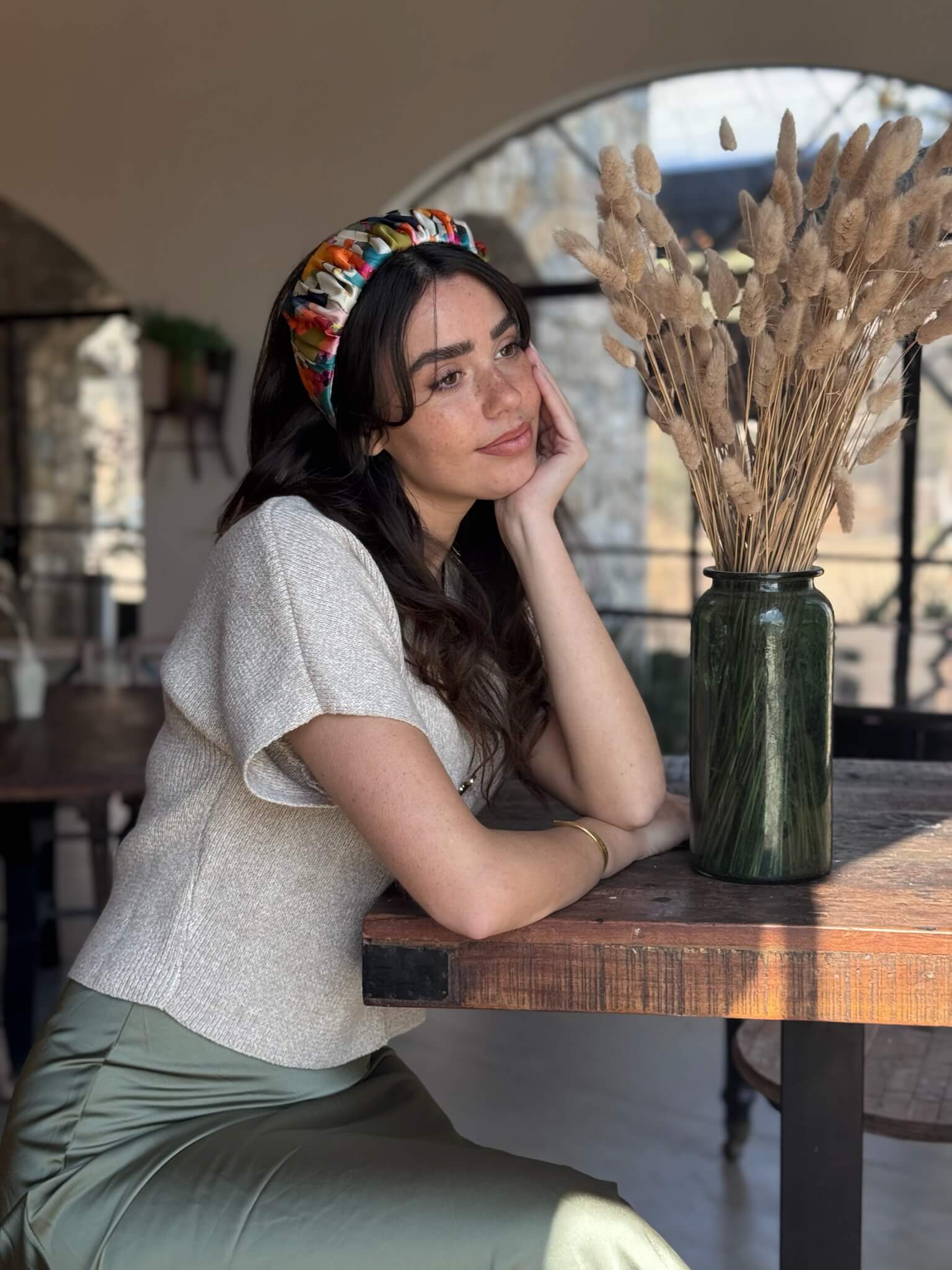 קשת לשיער שיפון צבעוני מקושקש