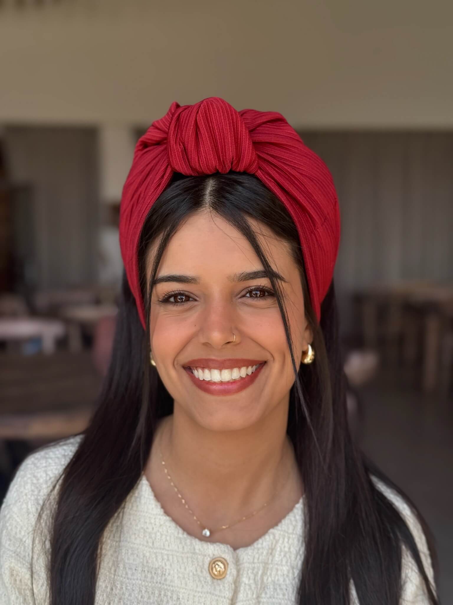 סרט קשירה לשיער חמרה כהה פסים