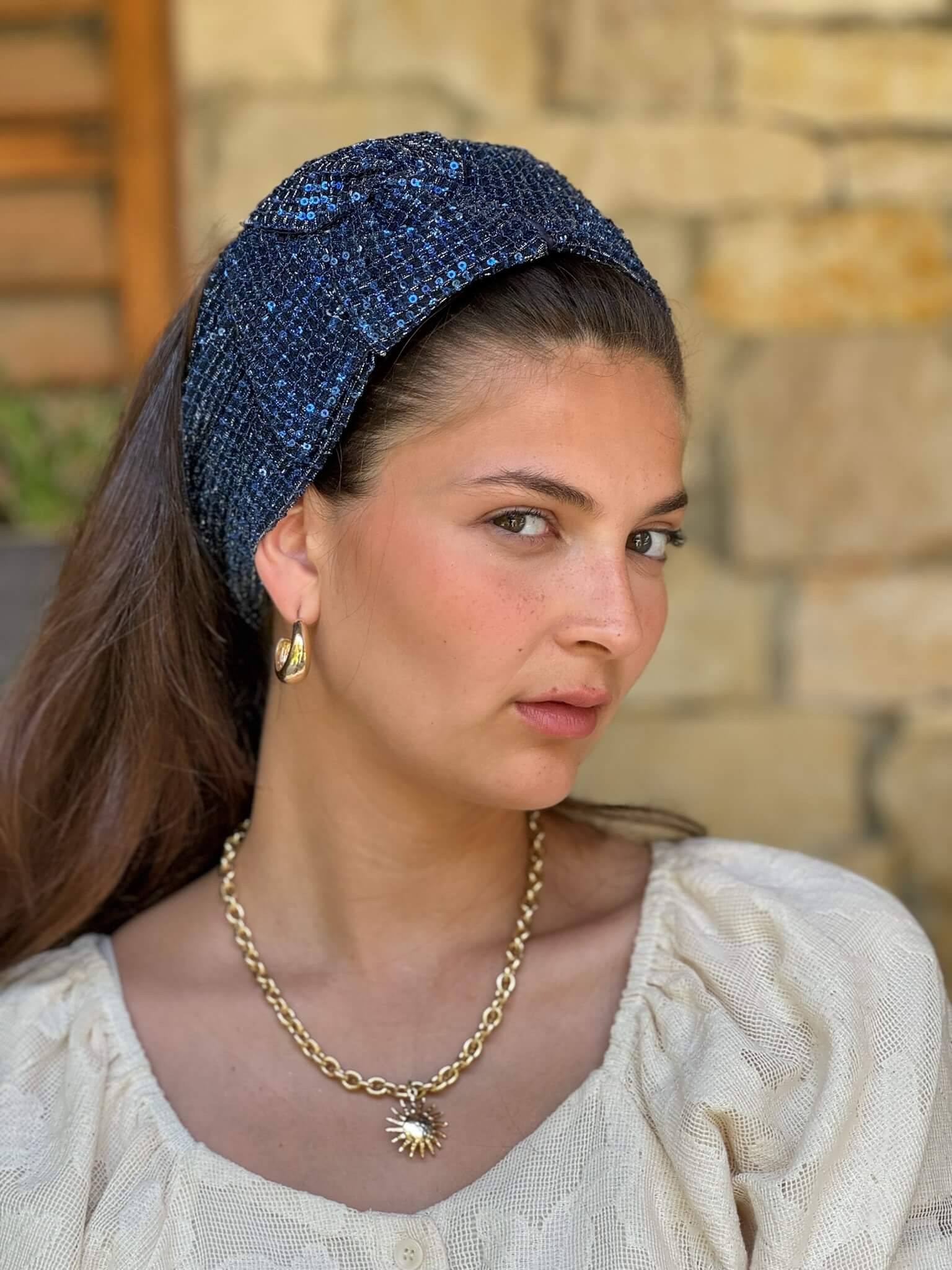 סרט לשיער פייט כחול נייבי עם כסף