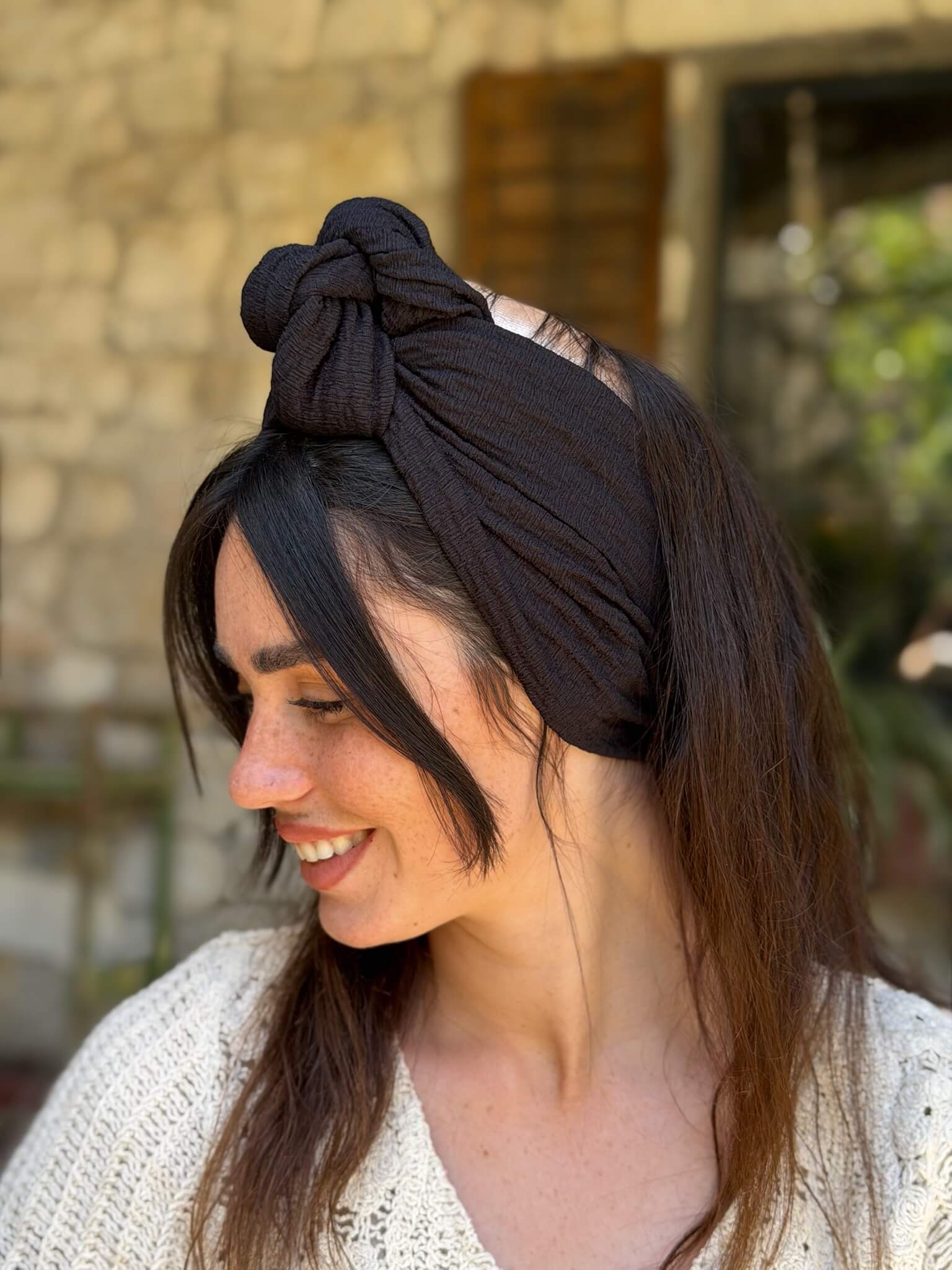 סרט קשירה לשיער בד בועות שחור