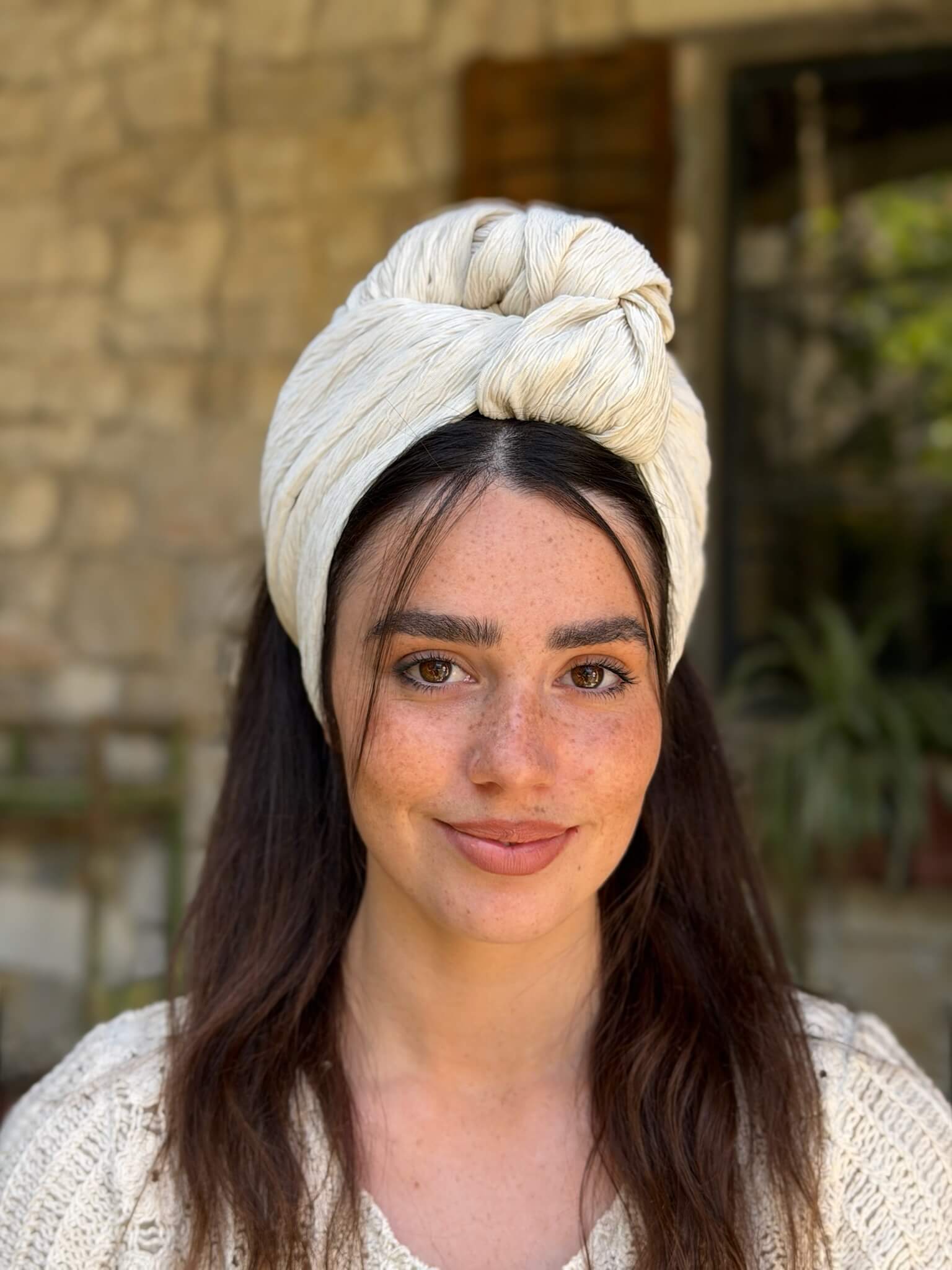 סרט קשירה לשיער מיני פליסה בז חלב