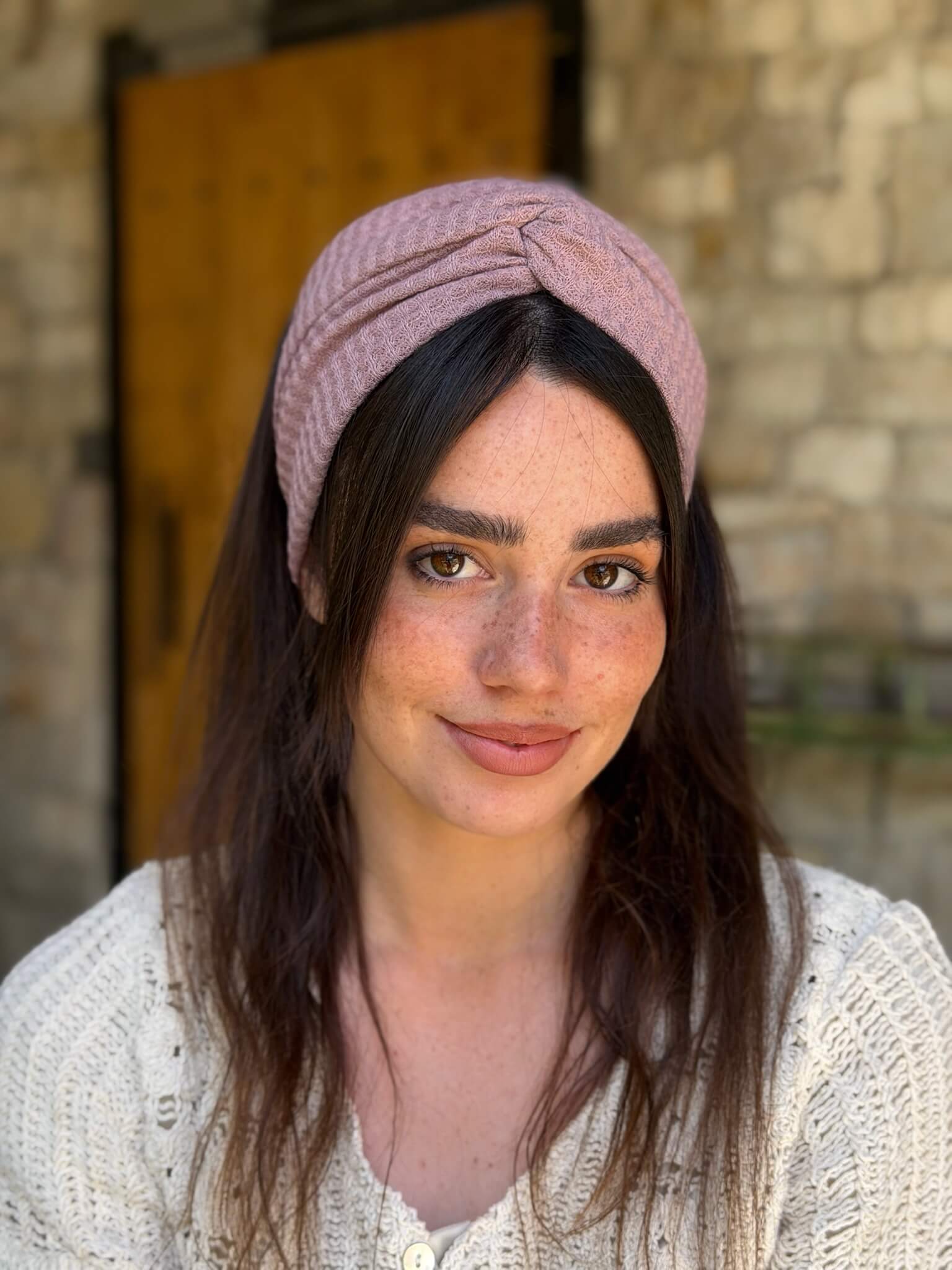 מיני טורבן בד כוורת ורוד עתיק