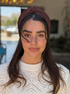 מיני טורבן בד מיני פליסה חום שוקולד