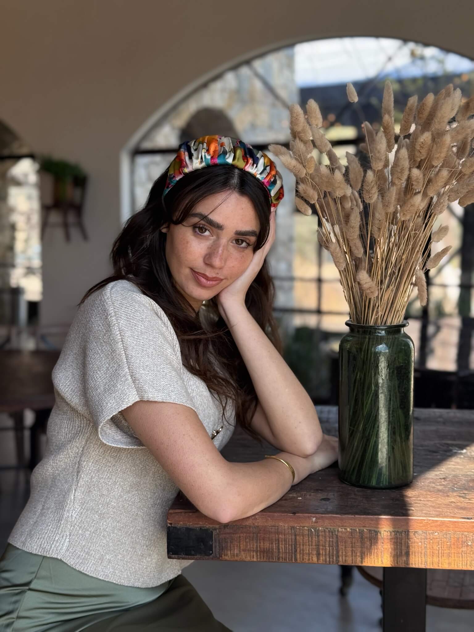 קשת לשיער שיפון צבעוני מקושקש
