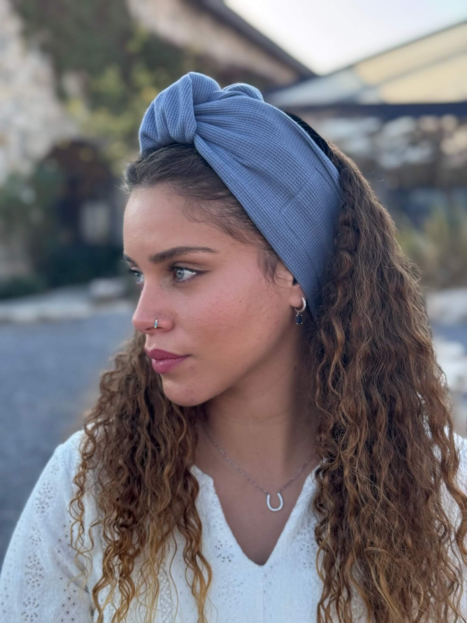 סרט קשירה לשיער כחול מעושן פיקה מהמם
