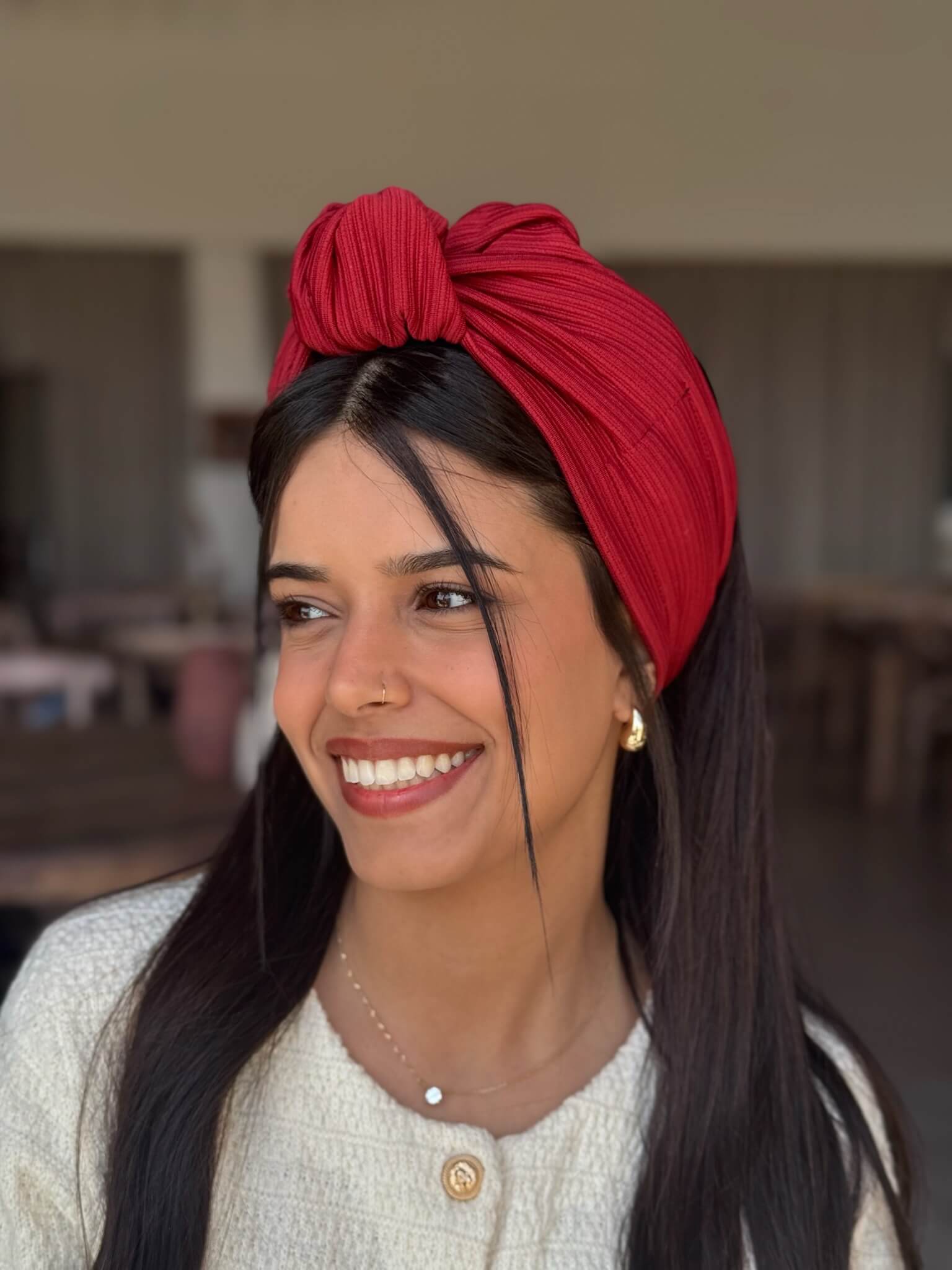 סרט קשירה לשיער חמרה  כהה פסים