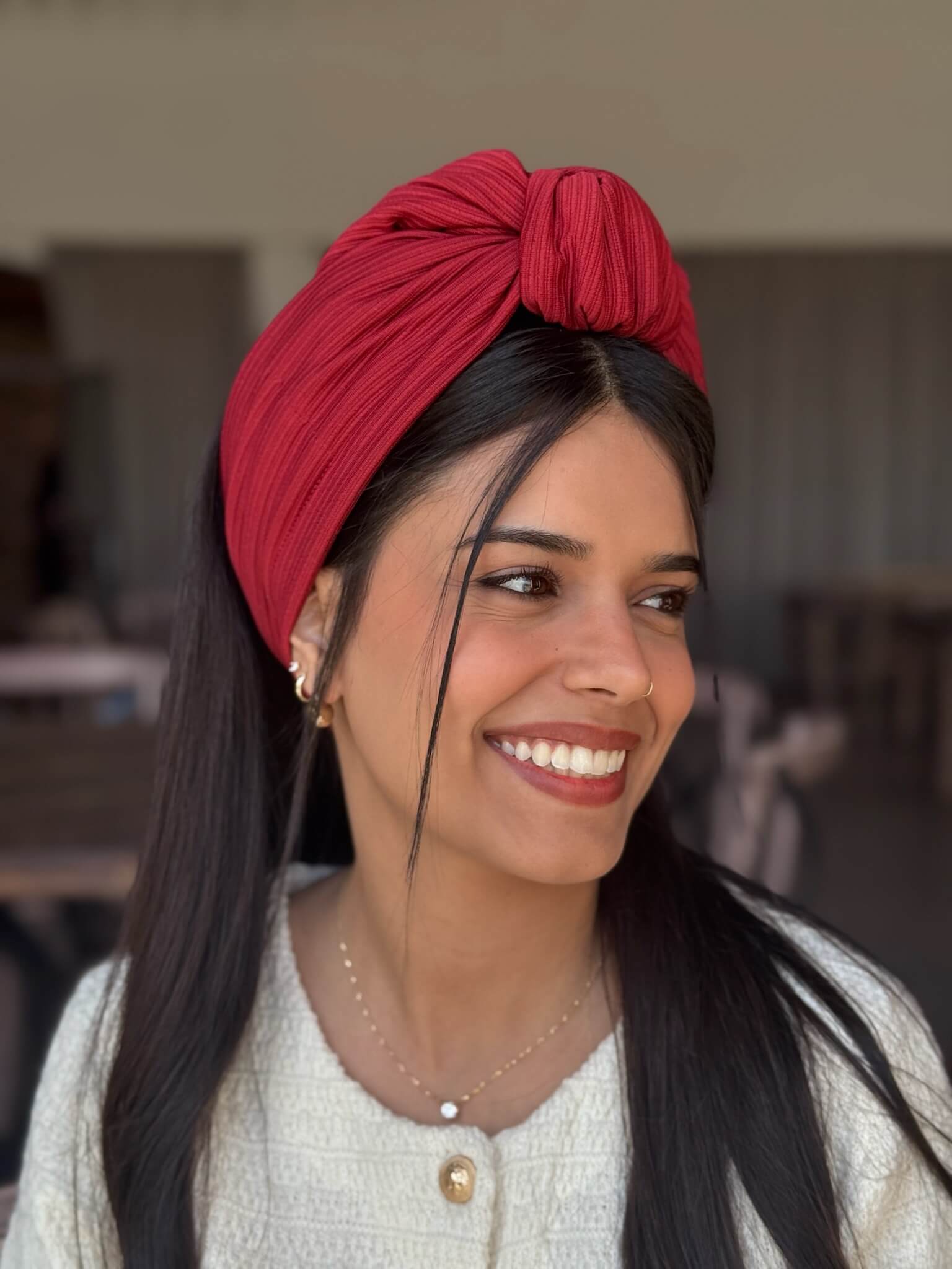 סרט קשירה לשיער חמרה  כהה פסים