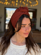 סרט קשירה לשיער בד בועות חמרה אדמה כהה