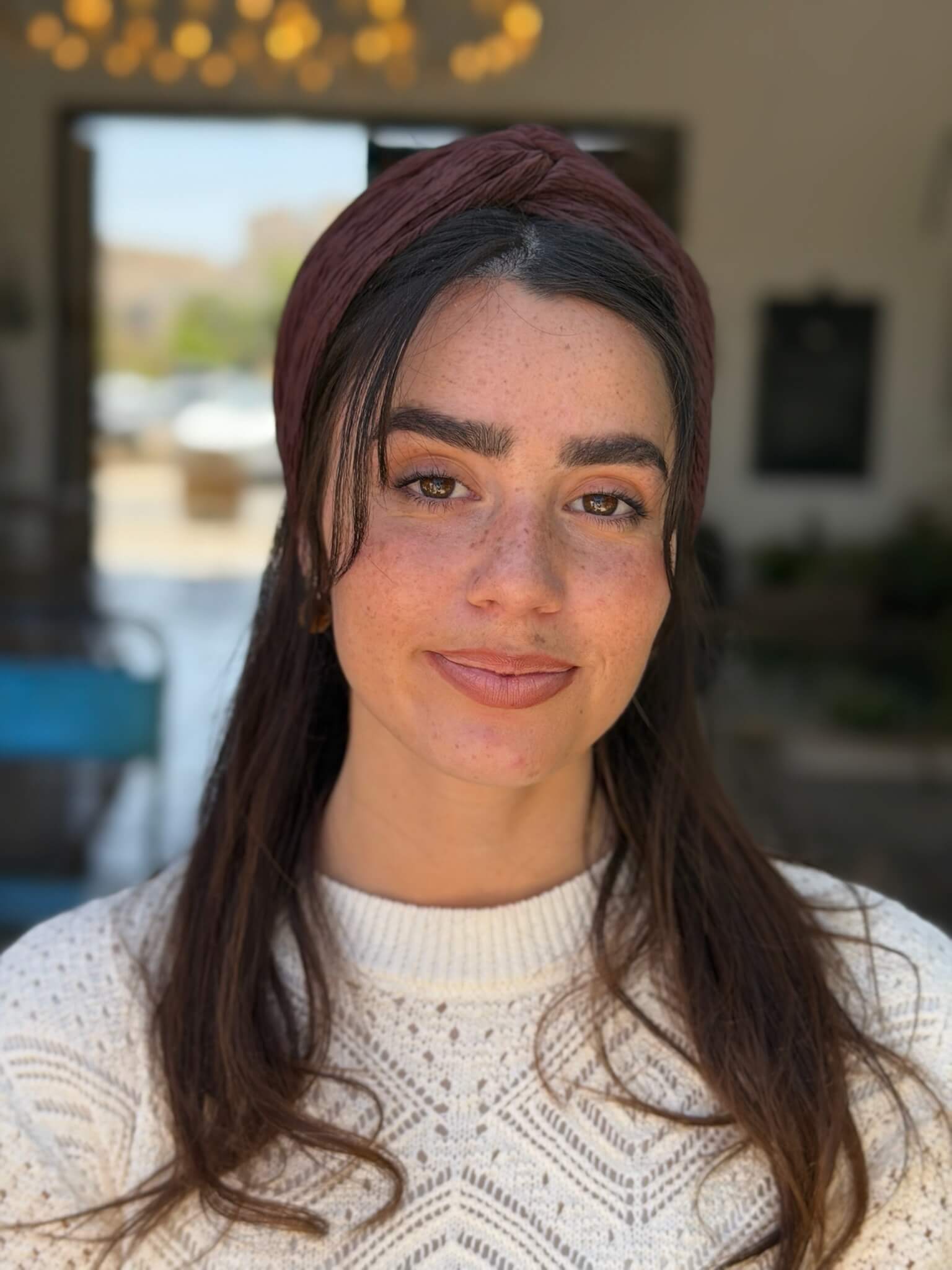 מיני טורבן בד מיני פליסה חום שוקולד
