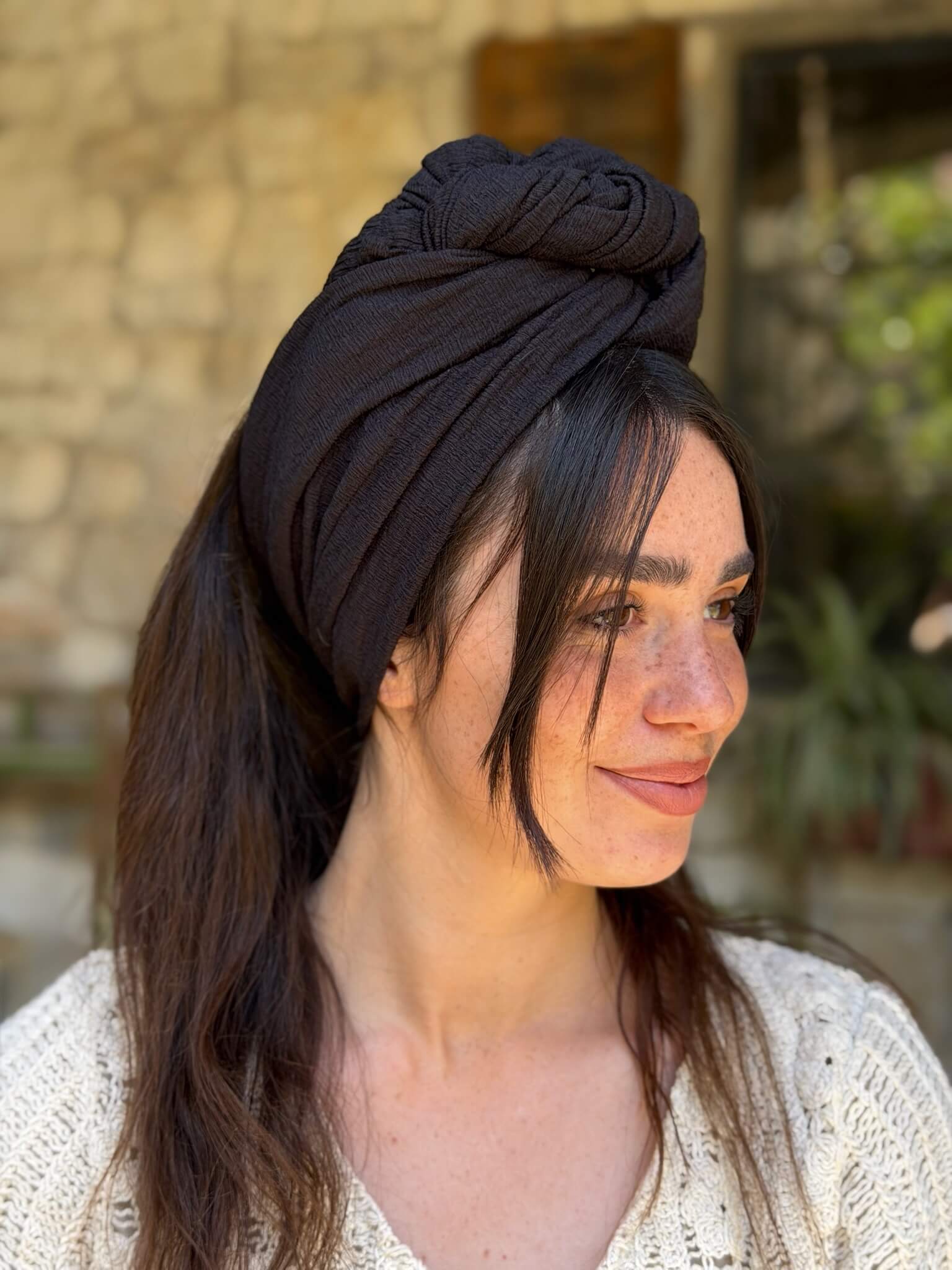 סרט קשירה לשיער בד בועות שחור