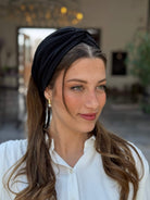 מיני טורבן שיפון שחור מט