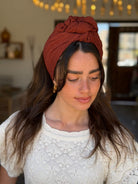 סרט קשירה לשיער בד בועות חמרה אדמה כהה