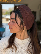 מיני טורבן בד מיני פליסה חום שוקולד